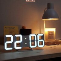 Đồng hồ báo thức kỹ thuật số 3D Đồng hồ treo tường LED thông minh Màu trắng EANNE