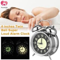 Đồng hồ báo thức siêu lớn Đồng hồ báo thức chuông đôi kim loại 4 inch có đèn ngủ Đồng hồ đầu giường cổ điển SHOPSKC4176