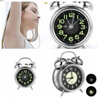 Đồng hồ báo thức siêu lớn LEOTA, Đồng hồ báo thức chuông đôi bằng kim loại tiện lợi cổ điển, Đồng hồ báo thức vòng 4 inch có đèn ngủ Đồng hồ để bàn im lặng Trang trí học sinh