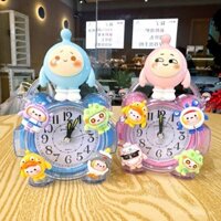 Đồng hồ báo thức tiệc trứng đồng hồ trẻ em đồng hồ cô gái đặt máy tính để bàn dễ thương im lặng hoạt hình học sinh sử dụng đồ tạo tác thức dậy