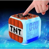 Đồng hồ báo thức TNT minecraft phát sáng có hiển thị nhiệt độ và hẹn giờ