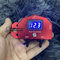 Đồng hồ báo Vol báo bình ACQUY xe máy mô tô tích hợp sạc điện thoại và 2 công tắt trợ sáng