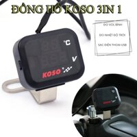 Đồng Hồ Báo Vôn Và Nhiệt Độ Tích Hợp Cổng Sạc USB Koso Cho wave, Exciter, Dream, Sirius, winner x, Honda yamaha