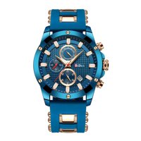 Đồng hồ BIDEN Men dây thép không gỉ,đa chức năng-Màu xanh dương