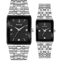 ĐỒNG HỒ BULOVA – QUADRA – FUTURO – CẶP ĐÔI – ĐÍNH KIM CƯƠNG – 96D145 VÀ 96P202