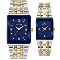 ĐỒNG HỒ BULOVA – QUADRA – FUTURO – CẶP ĐÔI – ĐÍNH KIM CƯƠNG – 98D154 VÀ 98P177