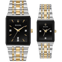 ĐỒNG HỒ BULOVA – QUADRA – FUTURO – CẶP ĐÔI – ĐÍNH KIM CƯƠNG – 98D153 VÀ 98P185