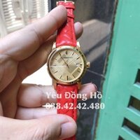 Đồng Hồ Burberry Nữ Mặt Vàng Dây Rằn Màu Đỏ - BRĐ11455