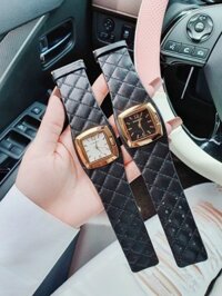 Đồng hồ Burberry nữ siêu cấp mặt vuông dây da màu đen 34mm