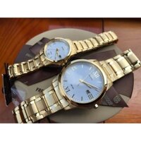 Đồng hồ cặp Citizen máy Quartz Pin Eco Drive năng lượng ánh sáng - Kính cứng - Vỏ dây thép không gỉ