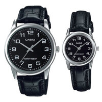 Đồng Hồ Cặp Đôi Casio MTP-V001L-1BUDF và LTP-V001L-1BUDF Dây Da - Mặt Số Màu Đen