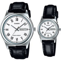 Đồng Hồ Cặp Đôi Casio MTP-V006L-7B và LTP-V006L-7B Dây Da Màu Đen - Mặt Tròn Màu Trắng