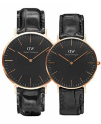 Đồng Hồ Cặp Đôi Daniel Wellington Classic Black Reading DW00100129 – DW00100141 (40mm và 36mm)