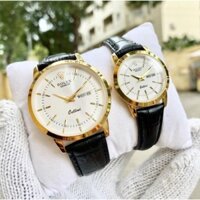 Đồng Hồ Cặp Đôi RoLex Sapphire R028 Case 38mm Mặt trơn 2 lịch Máy Pin Nhật