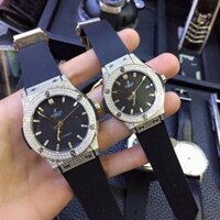 Đồng Hồ Cặp Hublot 3Kim Viền Hạt Cao Cấp