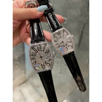 Đồng hồ cặp nam nữ Franck Muller máy pin nhật mặt đính full đá dây da cao cấp