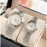 Đồng Hồ Cặp Nam Nữ Guccii G Timeless White YA126401 và YA126501 Máy Thuy Quartz (Pin)  Mặt Tròn Siz 28,38mm Trắng Silver