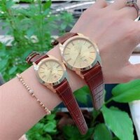 Đồng Hồ Cặp Omega 802 Dây Da Cao Cấp
