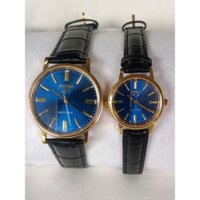 Đồng hồ cặp SEIKO . Chính hãng  Vỏ vàng . Mặt xanh . Dây da  sang trọng . Hàng mới nguyên Rin