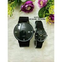 Đồng hồ cặp tình nhân Halei dây lụa màu đen cực chất