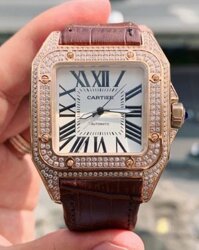 Đồng hồ Cartier nam dây da Cartier Automatic đính đá Super Fake 40mm