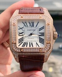 Đồng hồ Cartier nam dây da Cartier Automatic đính đá Super Fake 40mm