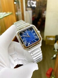 Đồng hồ Cartier nam máy cơ Automatic mặt vuông dây kim loại Santos 40mm