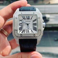 Đồng hồ Cartier nam máy cơ automatic đính đá siêu sang super fake 40mm