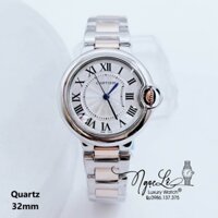 Đồng Hồ Cartier Nữ Máy Quartz Dây Kim Loại Demi Rose Mặt Trắng Size 32mm Niềng Trơn