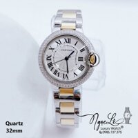 Đồng Hồ Cartier Nữ Máy Quartz Dây Kim Loại Màu Demi Vàng Mặt Trắng Size 32mm