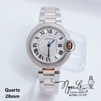 Đồng Hồ Cartier Nữ Máy Quartz Dây Kim Loại Màu Demi Rose Mặt Trắng Size 28mm