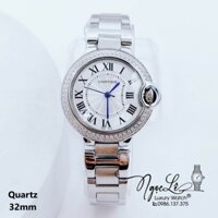 Đồng Hồ Cartier Nữ Máy Quartz Dây Kim Loại Màu Bạc Mặt Trắng Size 32mm