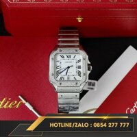Đồng hồ cartier santos 39,8mm độ kim cương moissanite nhà máy bv replica