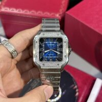 Đồng Hồ Cartier Santos Đính Kim Cương Moissanite BVF 39.8mm