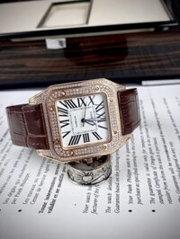 Đồng hồ Cartier Santos nam dây da Fake cao cấp 40mm