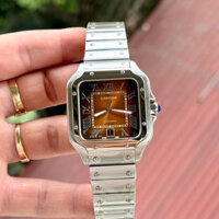 Đồng hồ Cartier Santos nam mặt chocolate máy cơ Nhật Fake cao cấp 40mm