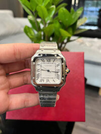 Đồng hồ Cartier Santos nữ dây kim loại máy cơ nhật giá rẻ fake cao cấp 35mm