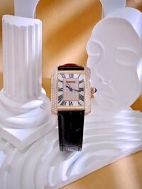 Đồng hồ Cartier Tank Anglaise nữ đính đá dây da Fake cao cấp 30mm