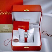 Đồng hồ Cartier Tank Américaine dây da đỏ mặt chữ nhật super fake 34mmx20mm
