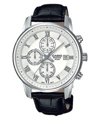 ĐỒNG HỒ CASIO BESIDE BEM-511L-7AVDF Dây da đen - Mặt trắng 6 kim sang trọng