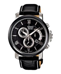 ĐỒNG HỒ CASIO BESIDE BEM-507BL-1AVDF Dây da thật đen - Mặt 6 kim đen lôi cuốn