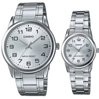 Đồng Hồ Casio Cặp Đôi MTP-V001D-7BUDF & LTP-V001D-7BUDF Dây Kim Loại - Mặt Số - Chống Nước