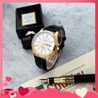 Đồng Hồ Casio dây da cao cấp nam 2 lịch Chống nước 40mm
