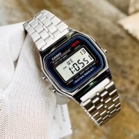 Đồng hồ Casio điện tử nam nữ a158 dây thép không gỉ máy Nhật chống nước