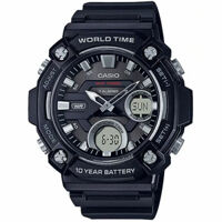 ĐỒNG HỒ CASIO – DIGITAL – NAM – ĐIỆN TỬ – QUARTZ (PIN 10 NĂM) – DÂY NHỰA – AEQ-120W-1AVDF