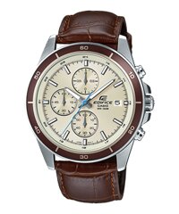 ĐỒNG HỒ CASIO EDIFICE EFR-526L-7BVUDF Dây da nâu - Mặt trắng 6 kim - Chống nước 100 mét