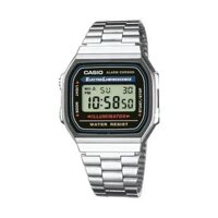 Đồng hồ Casio nam A168WA-1WDF, Kính Nhựa, Quartz (Pin), Mặt Số 38.6×36.3mm, Chống Nước 5ATM