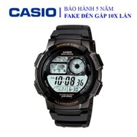 Đồng hồ Casio Nam dây cao su thể thao, điện tử, 3 mặt hiển thị, viền đen cá tính, chống nước WR200M (AE-1000W-1AVDF)