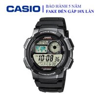 Đồng hồ Casio nam dây cao su thể thao, điện tử, khung viền đen bạc đẳng cấp, chống nước WR100M đi bơi (AE-1000W-1BVDF)