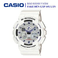 Đồng hồ Casio nam dây cao su thể thao, điện tử, khung viền trắng trẻ trung, cá tính, chống nước WR200M (GA-100A-7ADR)